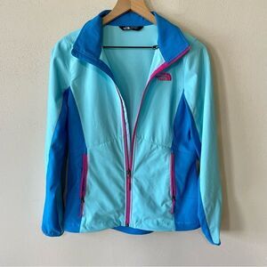 The North Face Blue and Pink Windbreaker Light Jacket - Size: Small